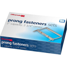 Officemate Prong Papier Bevestigingsmiddelen 2 inch Capaciteit 2,75 inch Basis Doos van 50 Complete Sets (99852) Zilver