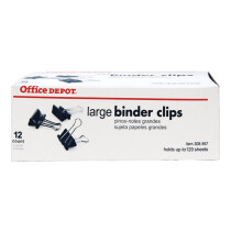 Office Depot Ordnerklammern, gro, 5,1 cm. Schachtel mit 12 Clips