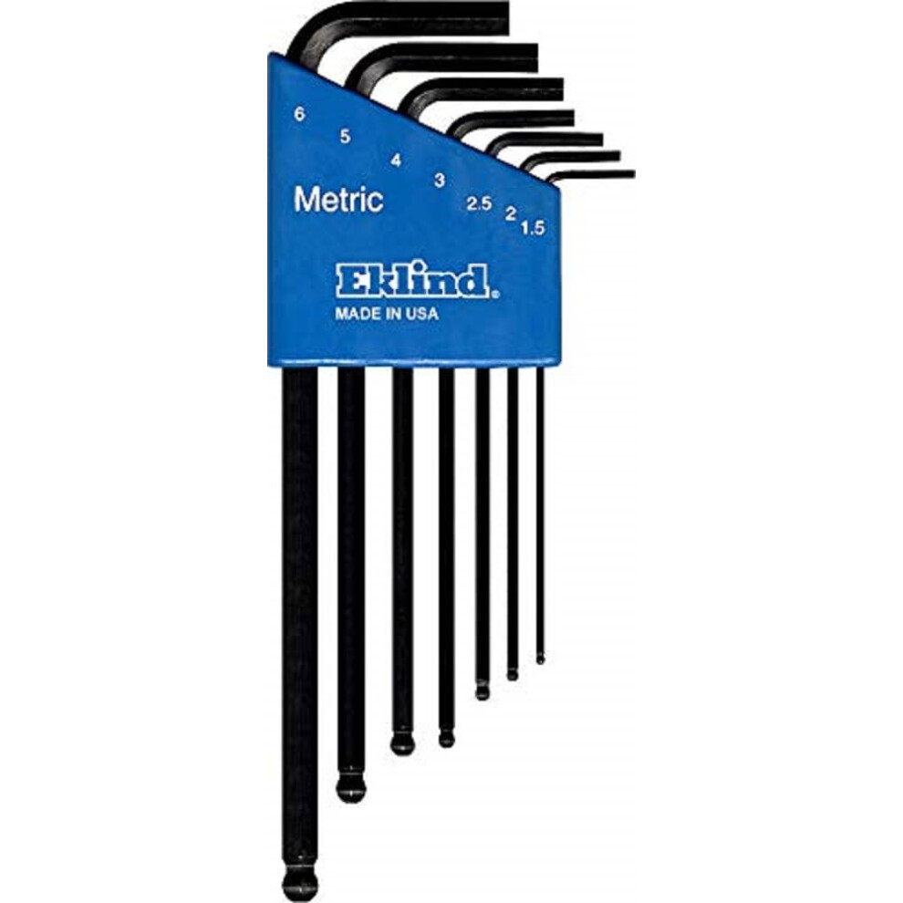 Eklind 13607 Ball-Hex-L Key Allen Wrench - 7Pc Set Metric Mm Sizes 1.5-6 Long Series 013161001335