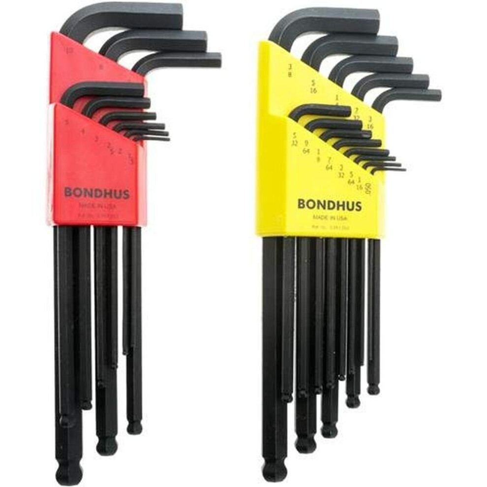 Bondhus 20199 Balldriver L-Wrench Doublepk, 10999 1.5-10Mm & 10937 0.050-3/8" 013227016242