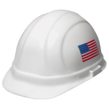 ERB 19950 Omega II Schutzhelm im Cap-Stil mit Mega-Ratsche, wei mit amerikanischer Flagge