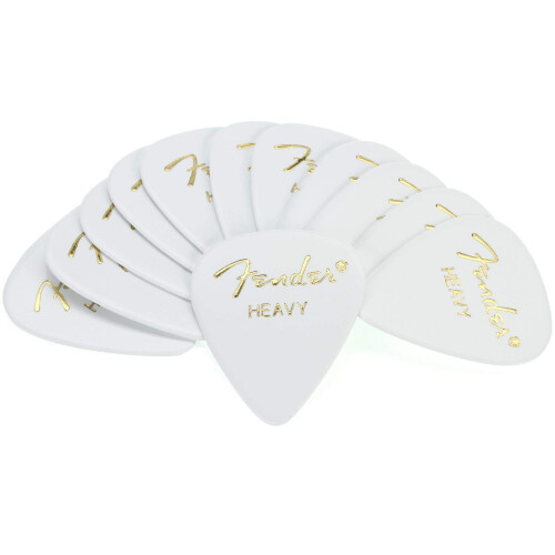 Fender Fender Classic Celluloid Gitaren Plectrums 351 Vorm, Wit, Zwaar, 12-Pack