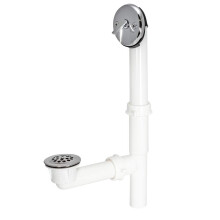 Scarico per vasca da bagno con leva a sgancio rapido a due fori EZ-Flo da 1-1/2 pollici, tubolare in acciaio inossidabile con finiture cromate 35213