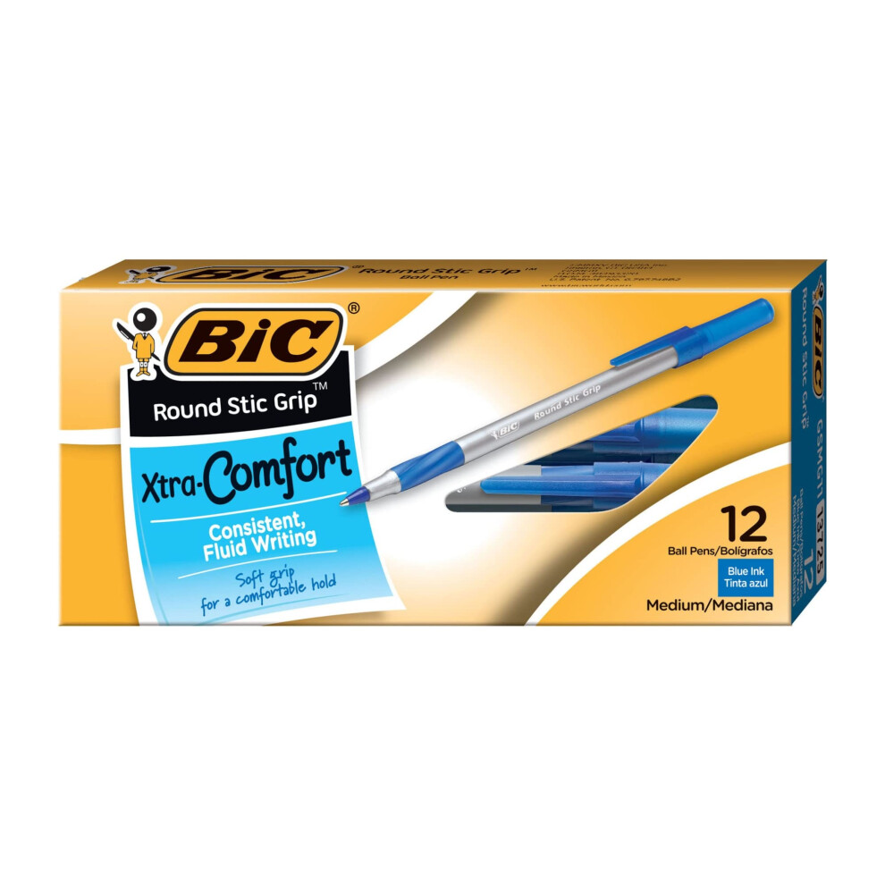 BIC Round Stic Comfort Grip Dozen Pens