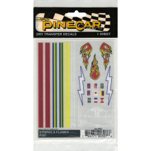 Woodland Scenics P307 Pine Car Derby -kuivasiirtotarra, 4 x 5 tuuman arkki, raidat ja liekit
