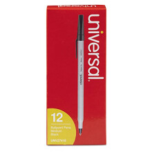 Universele Balpen, Stick, Medium 1 Mm, Zwart Inkt, Grijze Huls, Dozijn