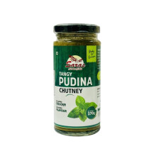 Saras Pudina (Mint) Chutney 270g (Pack of 6) | Refreshing & Spicy Indian Chutney for Chaat, Samosas, Snacks & Cooking | Authentic Mint Flavor