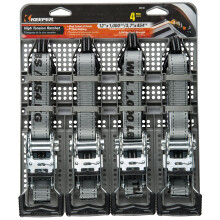 Keeper HAMPTON PROD Keeper 1 x 12' Hochspannungs-Ratschen-Zurrgurt mit doppelten J-Haken, 4er-Pack 1.000 lbs. Arbeitslastgrenze und 3.000 Pfund.