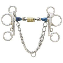 Centaur Blue Steel Tom Thumb Pelham med dobbelt f?lles mund og l?se messing rulle diske - 5.5