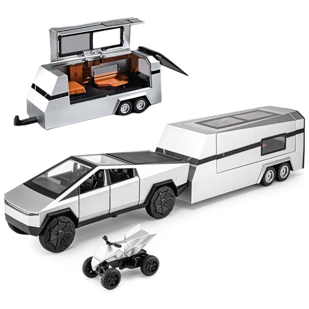 Maxpower Toy Trucks 1:32 Diecast Cars Cybertruck With Trailer Rv Metal Toy Diecast Cars Gifts For Cybertruck