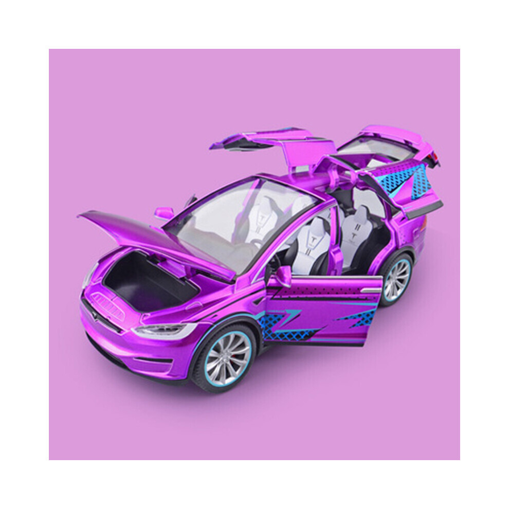 Maxpower (Purple) 1:20 Tesla Model X Alloy Car Model Diecast Metal Toy Modified Vehicles Car Model Simulation Collection Purple