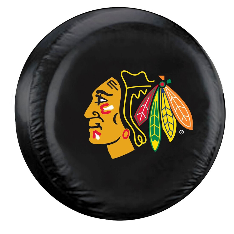 Housse De Pneu Fremont Die Nhl Chicago Blackhawks Taille Standard (27-29"""" De Diam?Tre) Noir/Couleurs De L'?Quipe-image