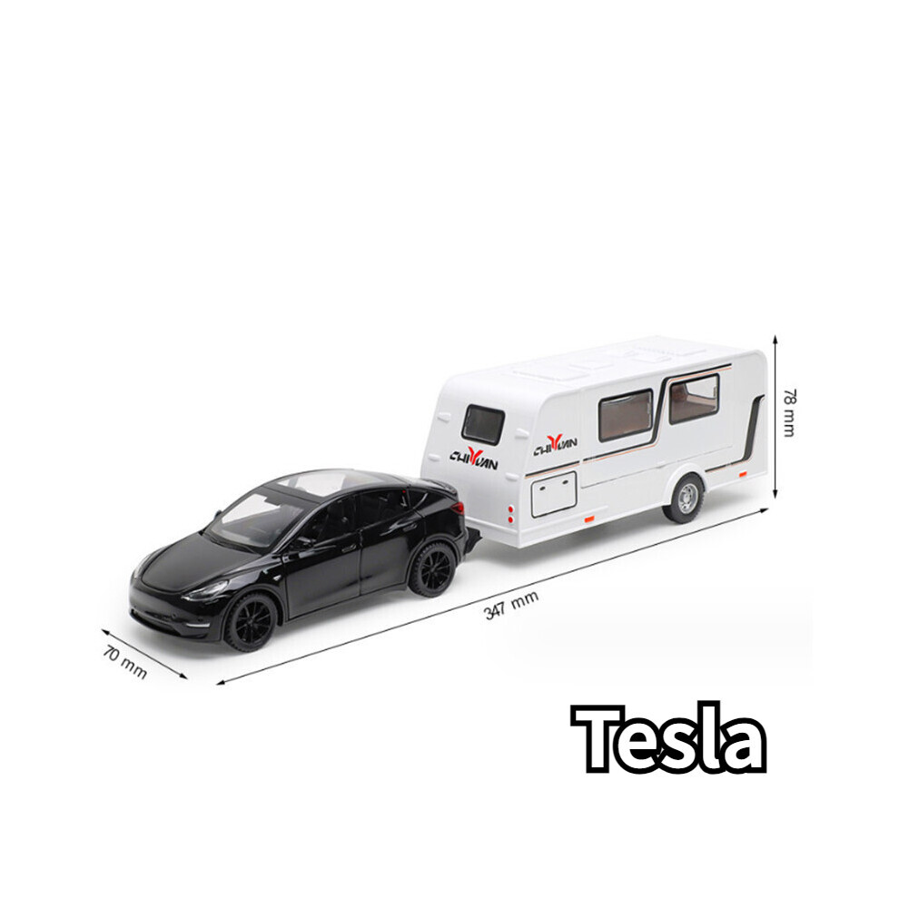 Maxpower (Black Tesla) 1/32 Trailer Rv Truck Toy Model Car Alloy Diecast Off-Road Vehicle Camper With Sound Light Toy Car Model