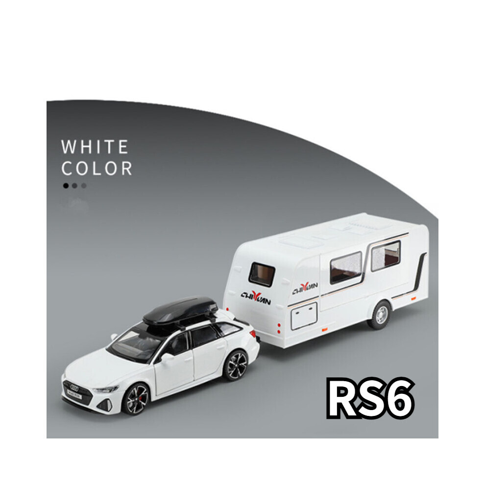 Maxpower (White Rs6) 1/32 Trailer Rv Truck Toy Model Car Alloy Diecast Off-Road Vehicle Camper With Sound Light Toy Car Model