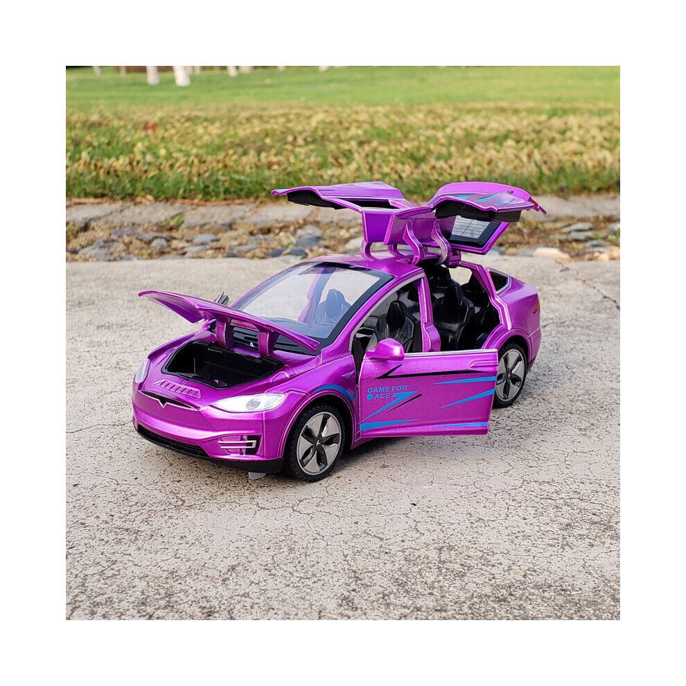 Maxpower (Model X ) 1:32 Model X Model S Suv Alloy Car Model Diecasts Metal Simulation Toy Vehicles Car Model Sound Purple/Light