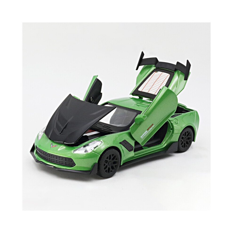 Maxpower (Green) 1:32 Corvette Zr1 Supercar Toy Car Model Car Diecast Simulation Metal Alloy Vehicles Miniature Scale Green
