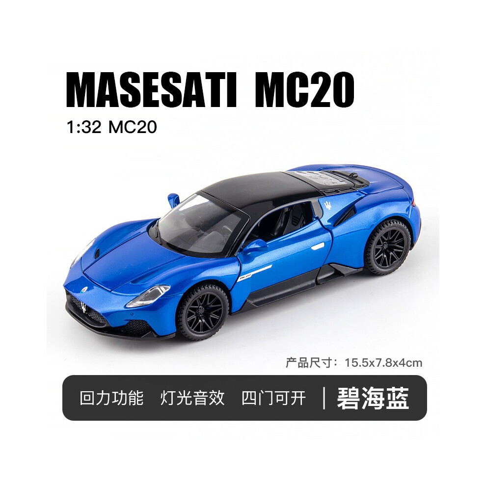 Maxpower (Blue With Box) 1:32 Maserati Mc20 Sports Car Model Alloy Diecasts Metal Toy Vehicles Car Model Sound And Light Simulation