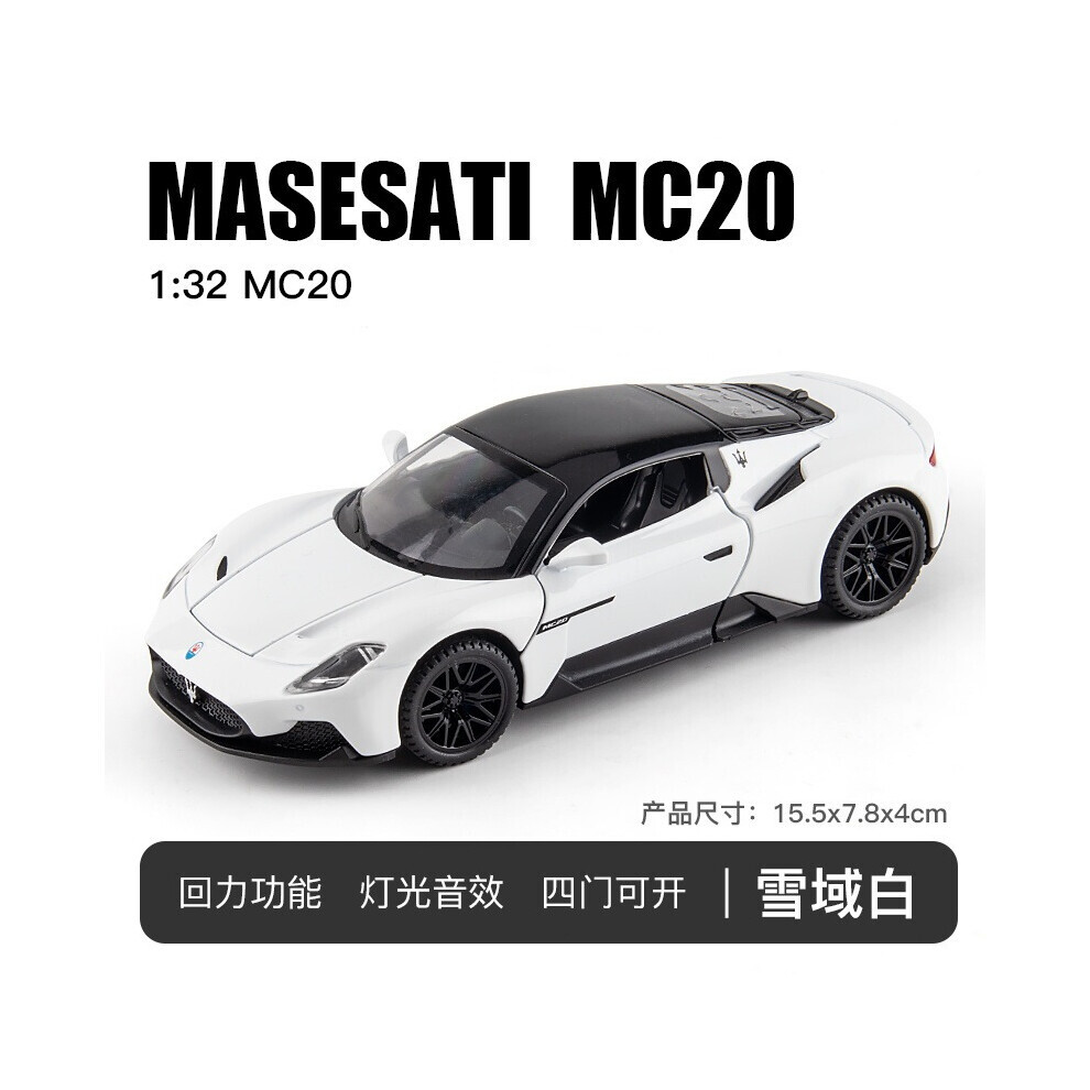 Maxpower (White No Box) 1:32 Maserati Mc20 Sports Car Model Alloy Diecasts Metal Toy Vehicles Car Model Sound And Light Simulation