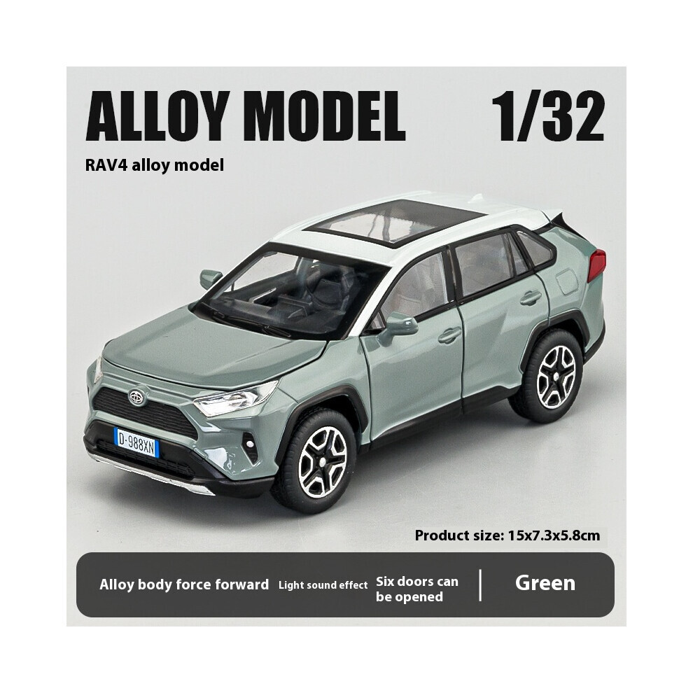 (green box) 1:32 Toyota RAV4 Off Road SUV Alloy Metal Diecast Car Model Sound & Light Toy Collection Trendy Decorative-image-OPC-PG9DRYH-NEW