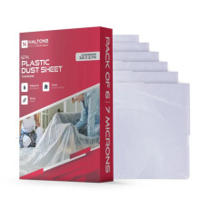 Haltons White 7 Microns LDPE Dust Sheets Paint Protection & Dust Cover for Renovation Plastic Cloth, 6 Pack