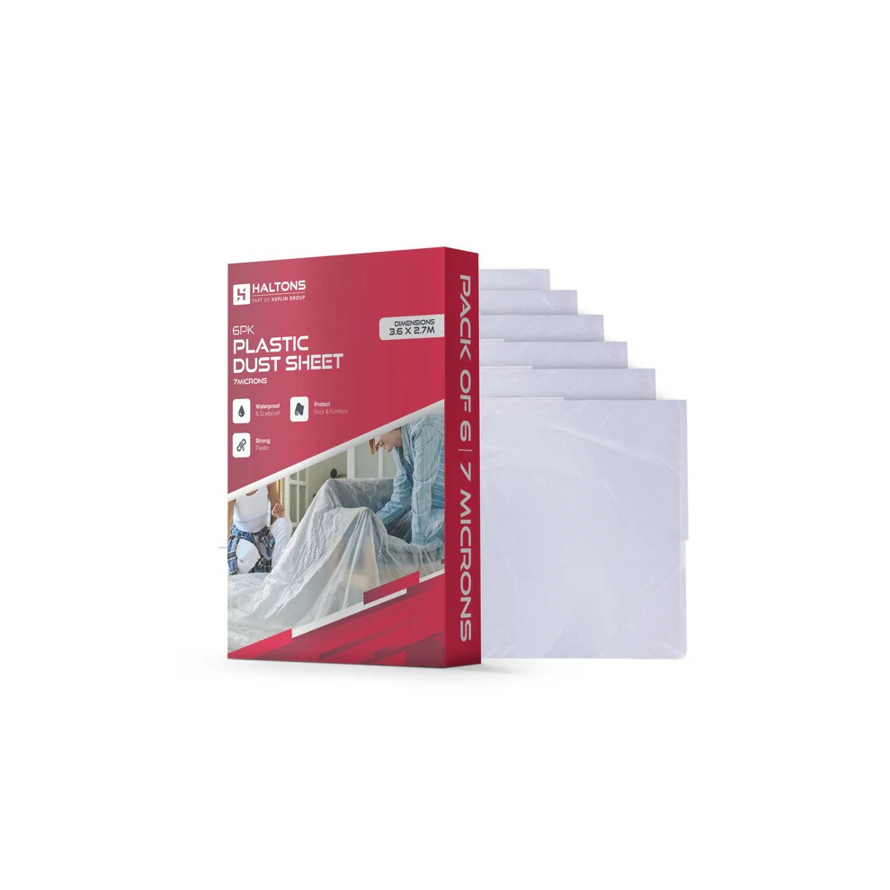 Haltons White 7 Microns Ldpe Dust Sheets Paint Protection & Dust Cover For Renovation Plastic Cloth, 6 Pack 5056475430212