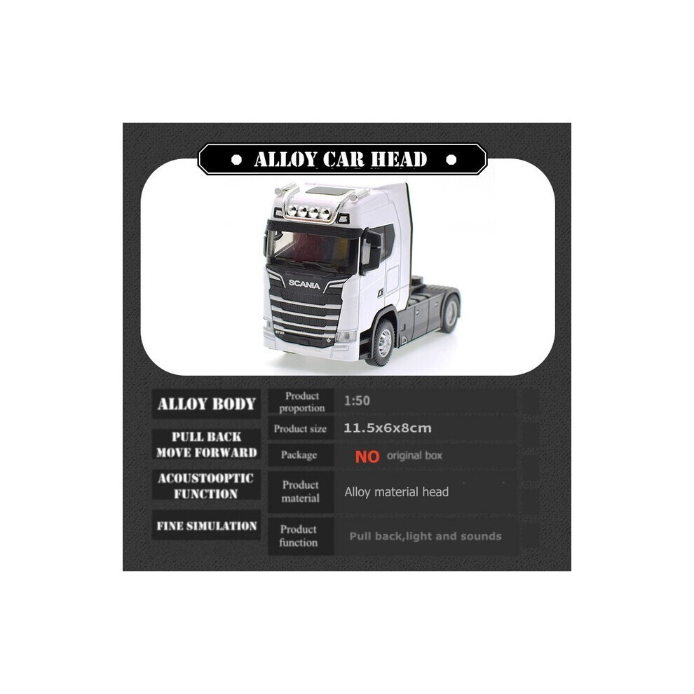 Maxpower ( Truck Head) 1:50 Simulation Alloy Diecast Large Truck Head Model Container Toy Pull Back Sound Engineering White/Light