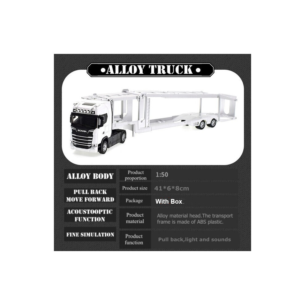 (White Flatbed Truck) 1:50 Simulation Alloy Diecast Large Truck Head Model Container Toy Pull Back Sound Light Engineering-image-OPC-PG9DSC2-NEW