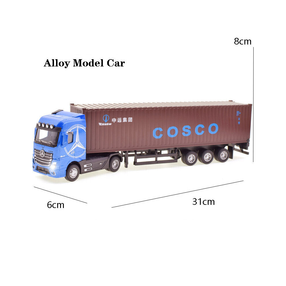 (Container  blue2) 1:50 Diecast Alloy Truck Head Model Toy Container Truck Pull Back With Light Engineering Transport Vehicle-image-OPC-PG9DSD6-NEW