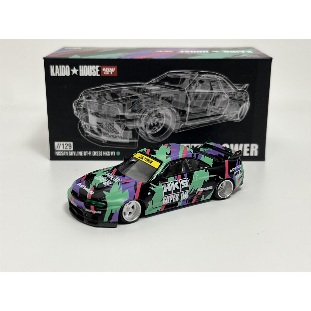 Maxpower Nissan Skyline Gtr R33 Hks V1 1:64 Scale Kaido House Mini Gt Mgtkhmg129