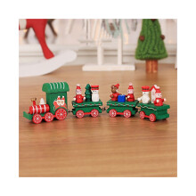 (Green) Christmas 4 Wooden Section Train Decoration Jewelry Festival Childrens Gift