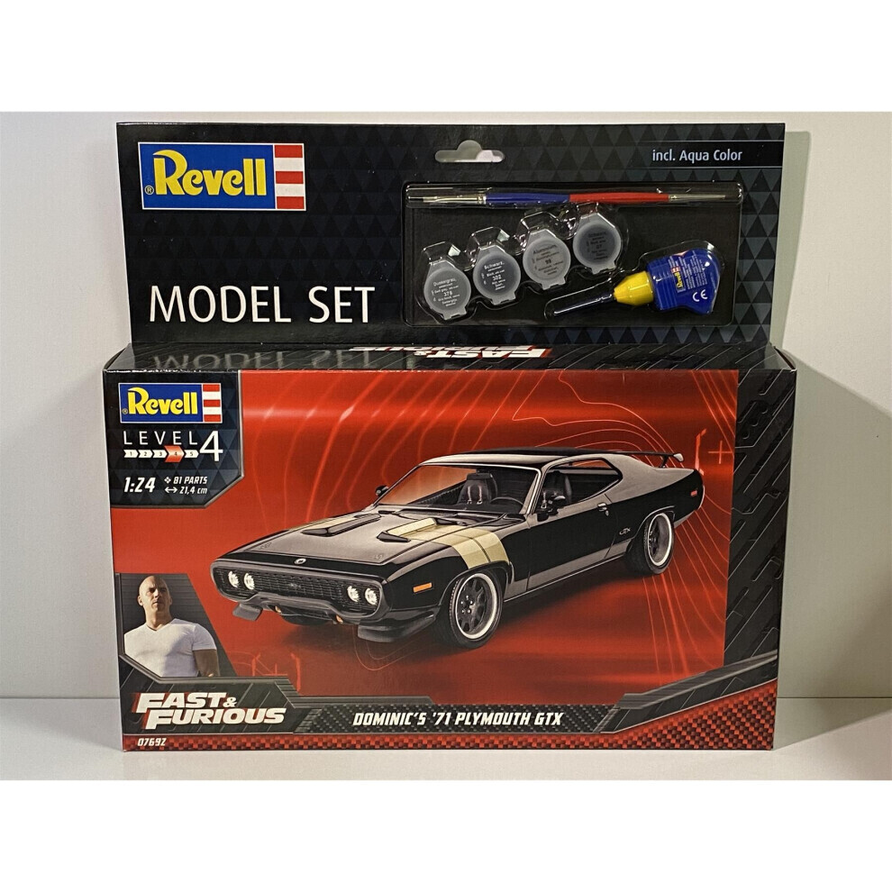 Maxpower Fast And Furious Doms 1971 Plymouth Gtx 1:25 Model Kit Paint Set Revel 67692