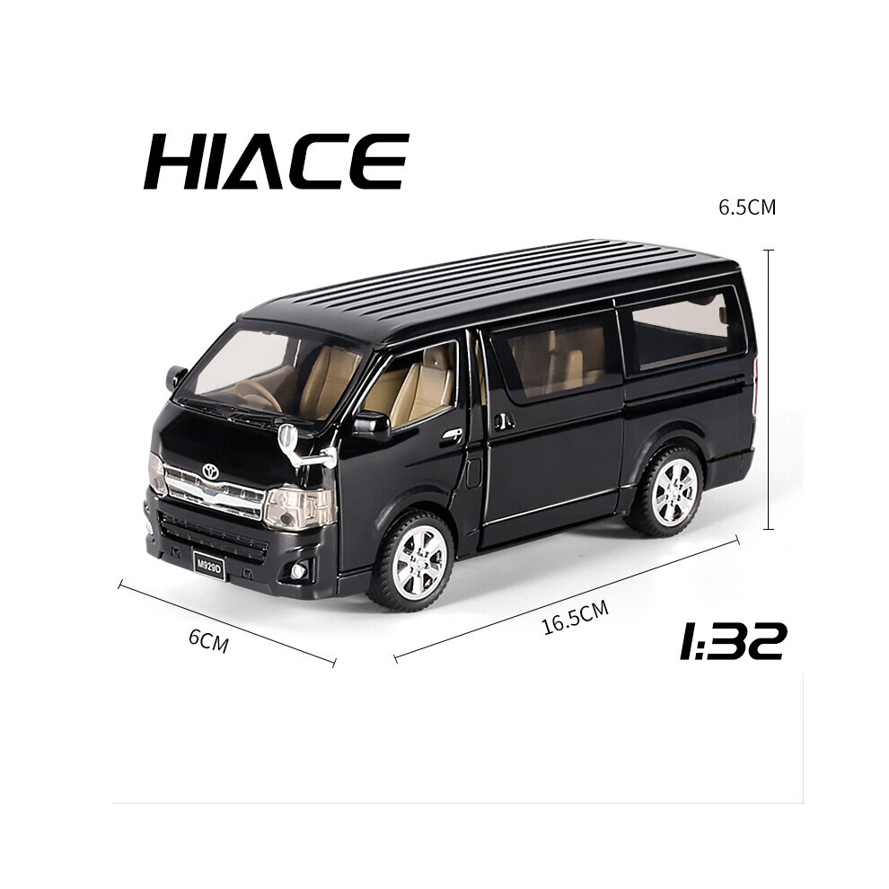 Maxpower (Black) 1/32 Scale Hiace Mpv Zinc Alloy Car Model Toys Diecast Van Simulated Business Vehicles Light Sound Toys