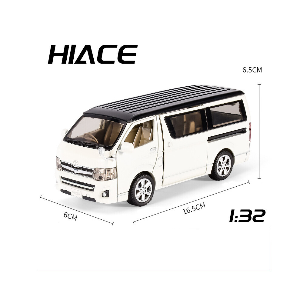 Maxpower (White) 1/32 Scale Hiace Mpv Zinc Alloy Car Model Toys Diecast Van Simulated Business Vehicles Light Sound Toys