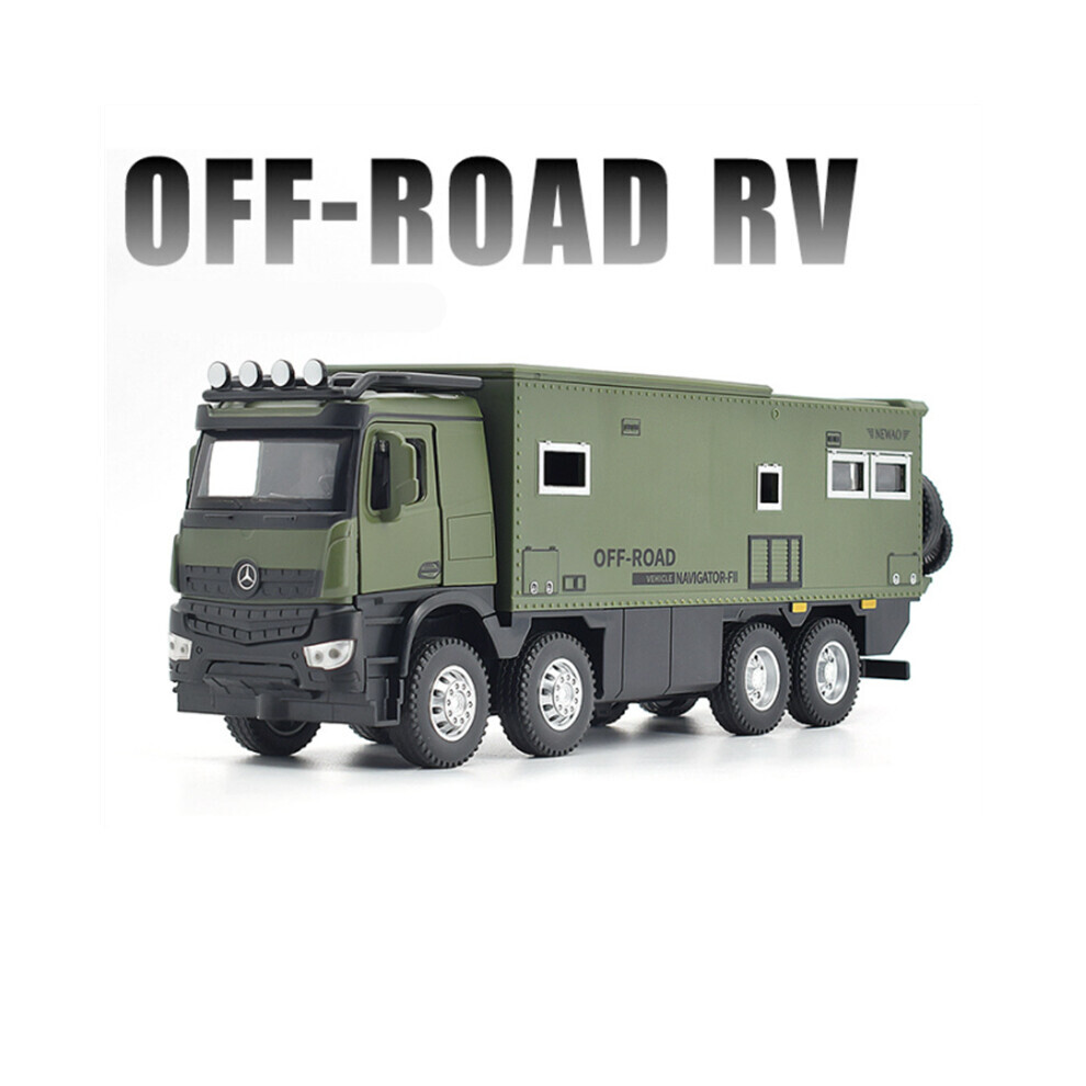 Maxpower (Green) 1/28 Nomadisms Arocs Unimog Alloy Motorhome Touring Car Model Diecast Metal Off-Road Vehicles Rv Model