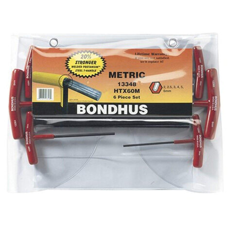 Bondhus 13348 Σετ 6 Εξαγωνικών Τ-Χειρολαβών, μεγέθη 2-6mm