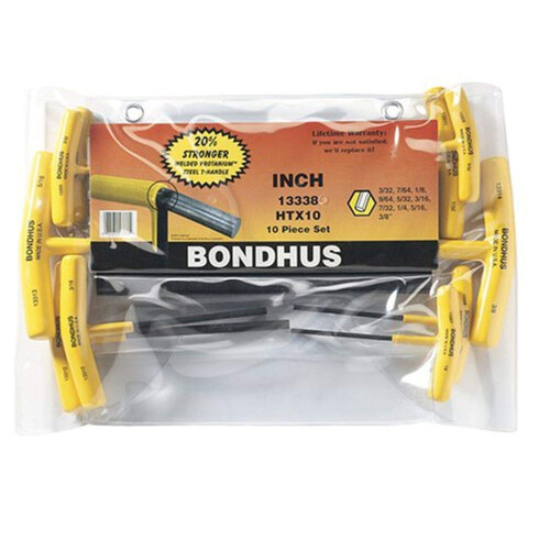 Bondhus 13338 Σετ 10 Hex T-handles, μεγέθη 3/32-3/8"