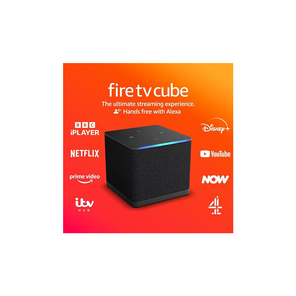 Amazon Fire TV Cube (Newest gen) | Hands-free streaming media player with Alexa, Wi-Fi 6E, 4K Ultra HD