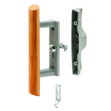 Prime-Line C 1018 3-15/16 In. Hole Center  Gray Diecast  Sliding Patio Door Handle with Wood Handle (Single Pack)