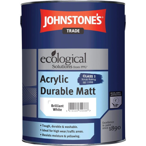 Johnstone's Johnstones Trade Advanced Technology Acrylic Durable Matt Brilliant White 10L
