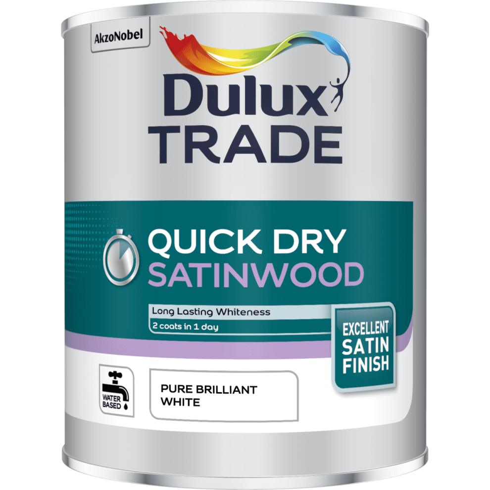 Dulux Trade Quick Dry Satinwood Pure Brilliant White 1L
