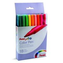 Pentel Farbstift, Farbmarker mit feiner Spitze, Faserspitze, verschiedene Farben, 18er-Set (S360-18) (1 Stck, insgesamt 18 Stck)