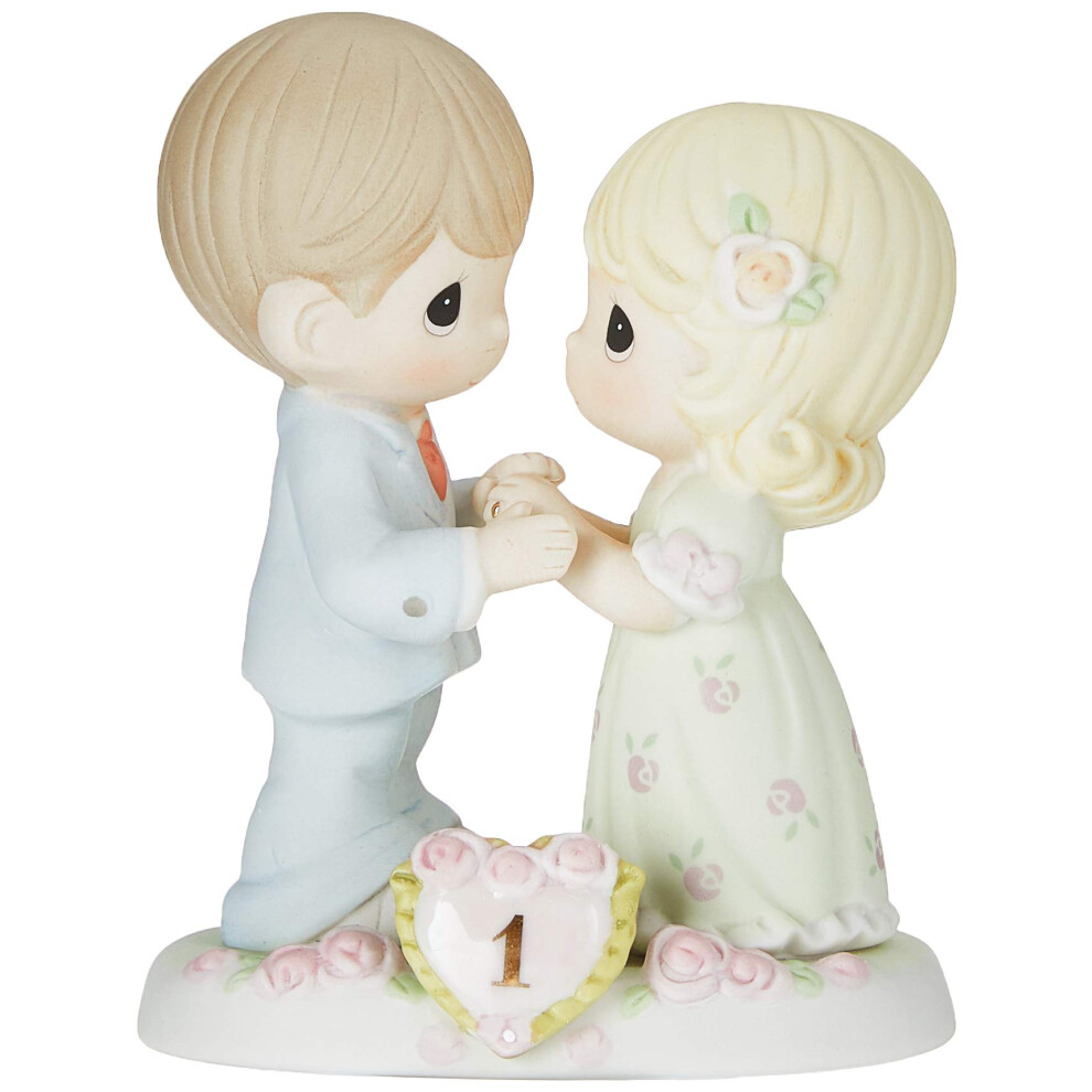 Figurine en porcelaine biscuit du 1er anniversaire de Precious Moments | Une ann   e remplie de moments sp   ciaux | Figurine en porcelaine biscuit d