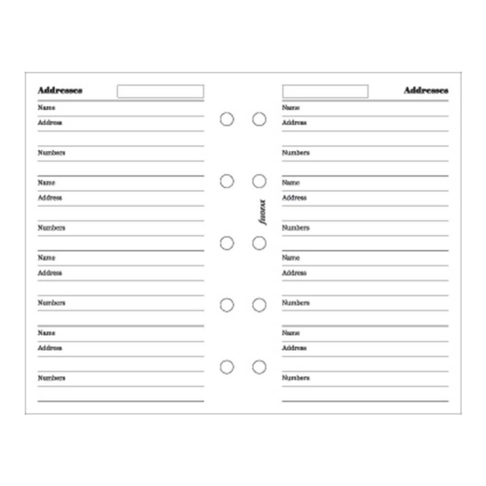 Filofax 510201 Recharge Pour Organiseur Nom/Adresse/TéLéPhone Blanc-image