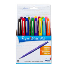 Paper Mate 70644 Point Guard Flair Porous Point Stick Pen Assorted Colors Medium 16-Count
