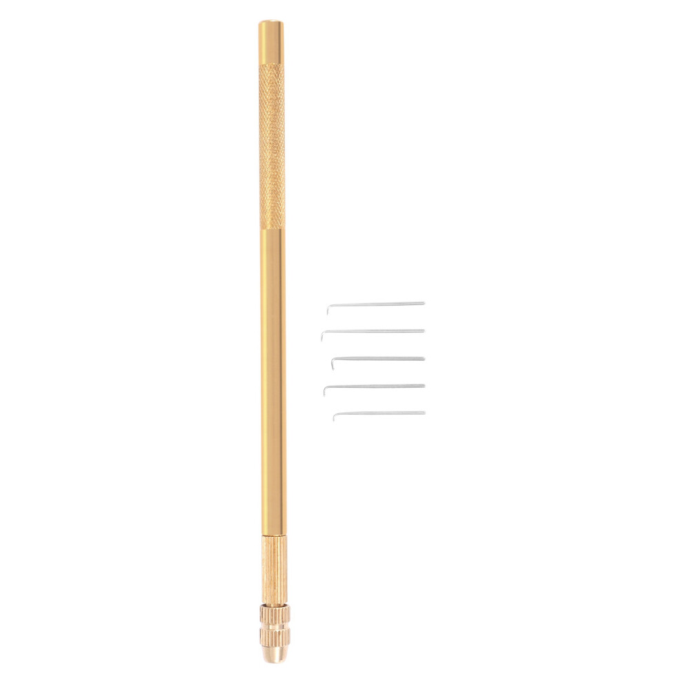 5 Agujas De Ventilaci?N Para Pelucas De Crochet + 1 Soporte De Lat?N Para Aguja De Encaje-image