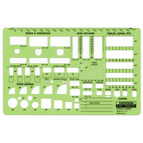 Template Σχεδίασης Γραφείου Rapidesign, Κλίμακα 1/4 Ιντσών, 1 Τεμάχιο (R707)