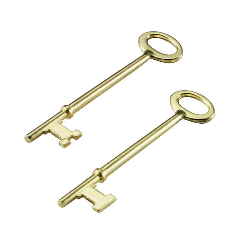 Lucky Line Skeleton Key 1 Flat Tip & 1 Notch Tip - 2 Pack Brass Plated Zinc (87202)
