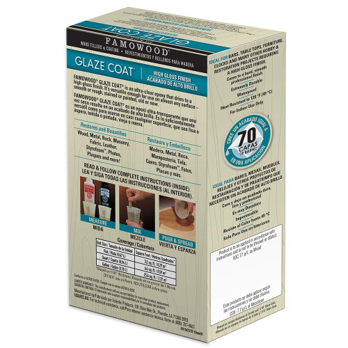 FamoWood 5050080 Κιτ Εποξικής Ρητίνης Glaze Coat - 1 Quart, Διαφανές 1