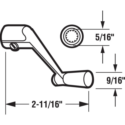 Prime-Line H 3712 Diecast Toldo Janela Manivela para fcil operao Eixo de 5/16 polegadas com alcance de 2-11/16 polegadas Conjunto branco de 1 1
