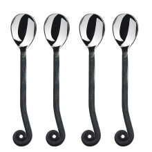 Gourmet Settings 4Piece Mini Spoons Set Treble Clef Collection PolishedMatte Small Stainless Steel Teaspoons Demitasse Espre
